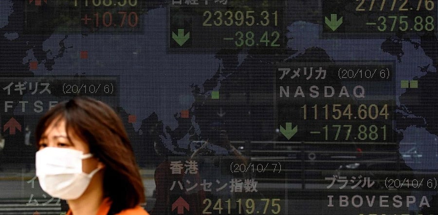 Among other shares in Tokyo, Sony was down 1.99 per cent at 7,603 yen and Toyota was down 1.24 per cent at 6,829 yen. Credit: AFP