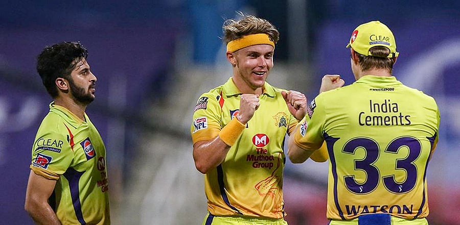 Sam Curran, Shane Watson and Shardul Thakur at a match. Credit: PTI Photo