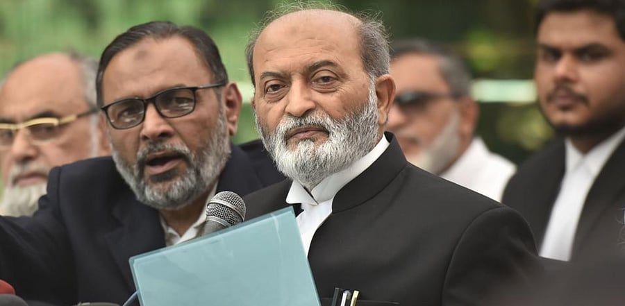 Earlier, Babri Masjid Action Committee (BMAC) convener Zafaryab Jilani (C) had said here that he was not 'satisfied' with the verdict and that it would be challenged in the high court. Credit: PTI Photo