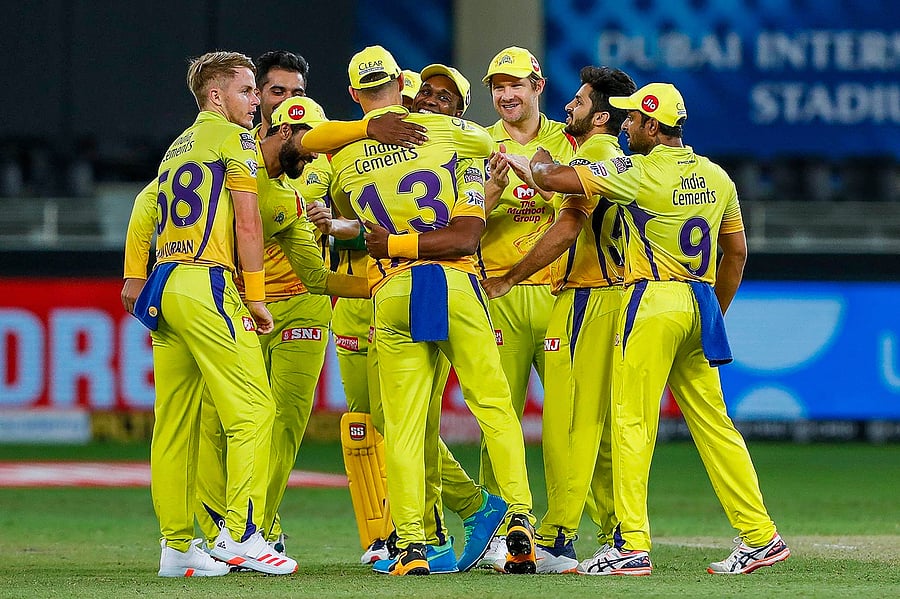 Chennai Super Kings players. Credits: PTI Photo