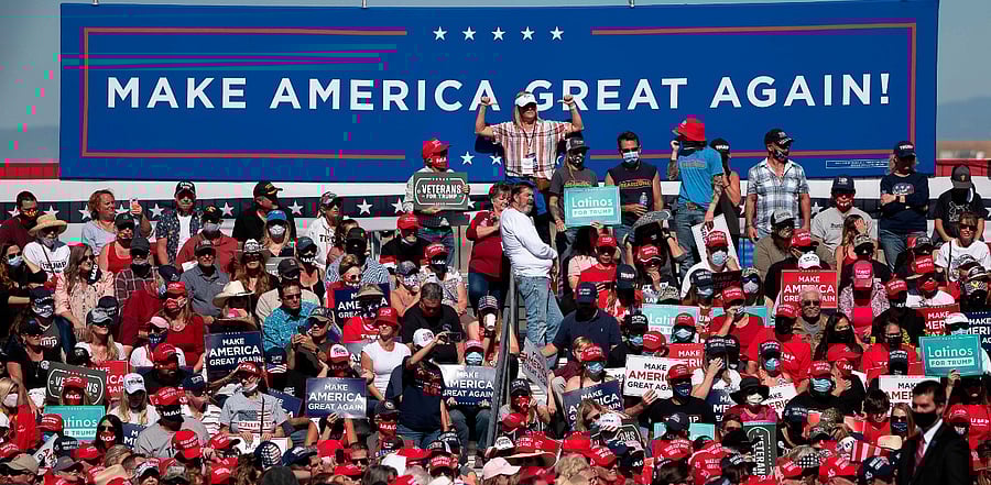 Supporters wait to hear US President Donald Trump speak during a rally at Prescott Regional Airport in Prescott, Arizona. Credit: AFP Photo