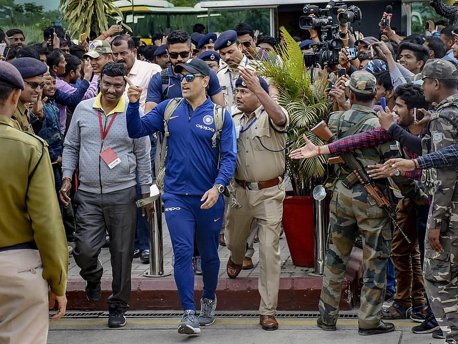 Mahendra Singh Dhoni at the JSCA Stadium in Ranchi. PTI 