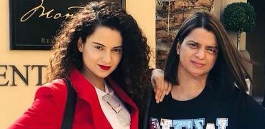 Bollywood actor Kangana Ranaut and her sister and manager Rangoli Chandel. Credit: Twitter (@rangoliranaut)