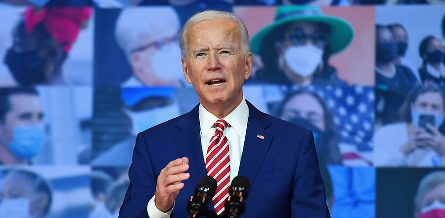 Democratic presidential nominee and former Vice President Joe Biden delivers remarks on Covid-19 at The Queen theater. Credit: AFP Photo