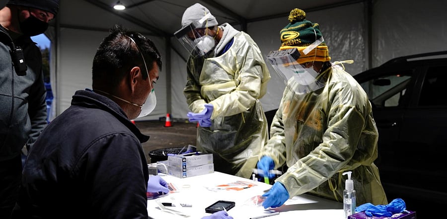 Drive-thru Covid-19 testing site on Milwaukee's Southside. Credit: Reuters Photo