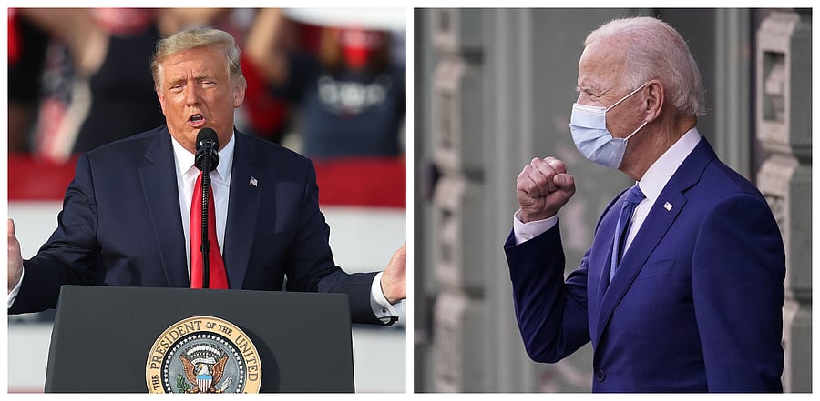 US Presidential candidates Donald Trump and Joe Biden. Credit: Agency Photos