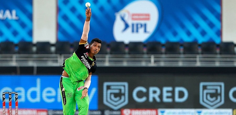 Royal Challengers Bangalore's fast bowler Navdeep Saini. Credit: https://www.iplt20.com/photos