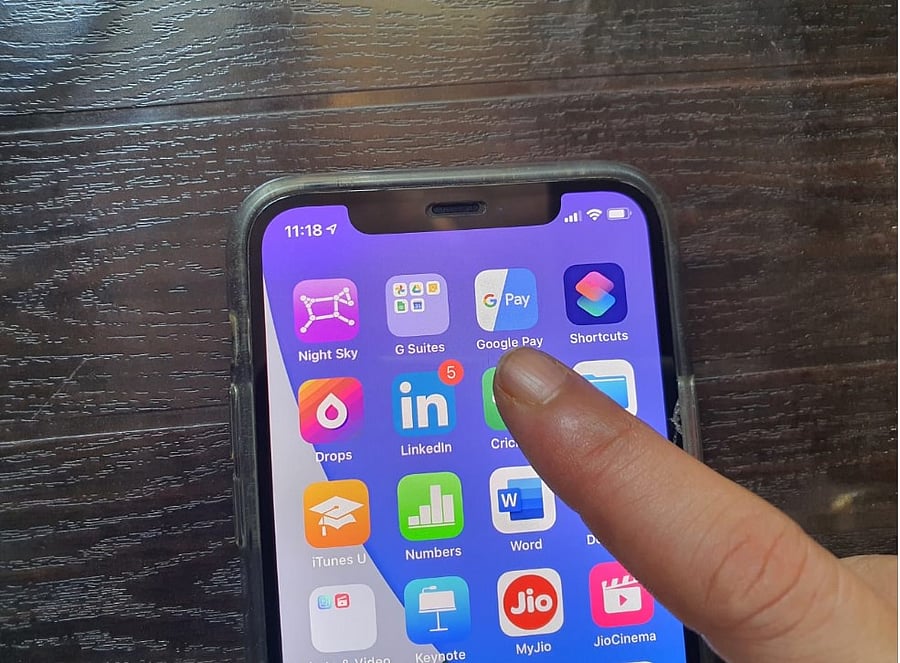 Google Pay on Apple iPhone. Credit: DH Photo/KVN Rohit