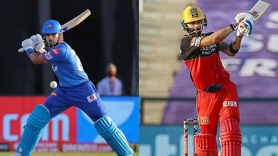 Delhi Capitals captain Shreyas Iyer and Royal Challengers Bangalore skipper Virat Kohli. Credits: PTI Photo