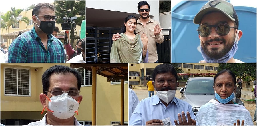 Darshan Thoogudeepa, Prem along with his wife Jyothi Prem, Diganth, Avinash and Noted writer and academician Siddalingaiah (Top Left to Right Bottom). Credit: DH Collage