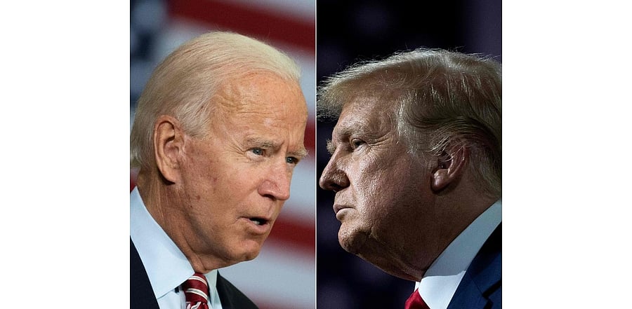 Former US Vice President Joe Biden and US President Donald Trump. Credit: AFP