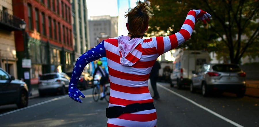 A woman dances on the streets of Philadelphia. Credit: Reuters Photo