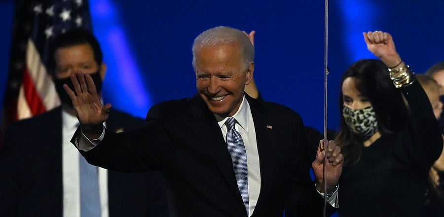 Opposition leaders, including Rahul Gandhi, Sharad Pawar, M K Stalin, Shashi Tharoor, among others were quick with congratulatory messages to President-elect Joe Biden and Vice President-elect Kamala Harris within minutes of American media houses projecting a win for the Democrats in the US. Credit: AFP