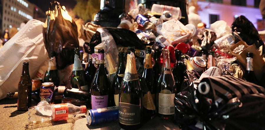 Opened champagne bottles following celebrations by people in Washington. Credit: Reuters Photo