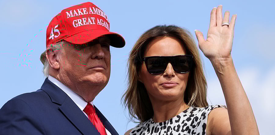 First lady Melania Trump waves next to US President Donald Trump. Credit: Reuters Photo