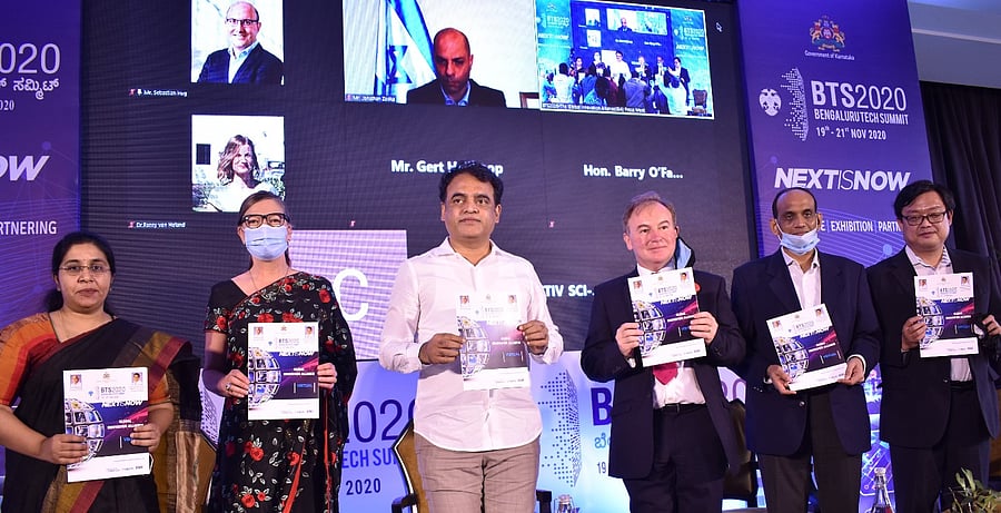 L to R :  Director of IT and BT Meena Nagaraj, Consul General of Denmark Jette Bjerrum , Deputy Chief Minister Dr CN Ashwath Narayana, UK Deputy High Commissioner Jeremy Pilmore-Bedford , Addl. Chief Secretary Ramana Reddy and Consulate General of Japan Katsumasa Mario.
