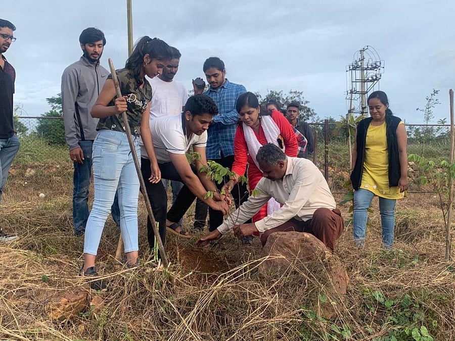 One Nation Youth planting saplings at Bannerghatta National Park last year.
