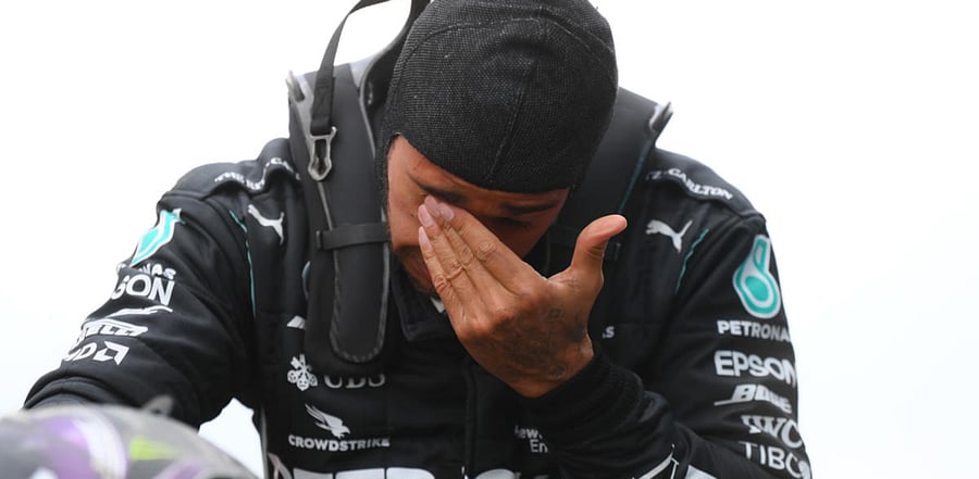 Mercedes' Lewis Hamilton celebrates after winning the race and the world championship. Credit: Reuters Photo