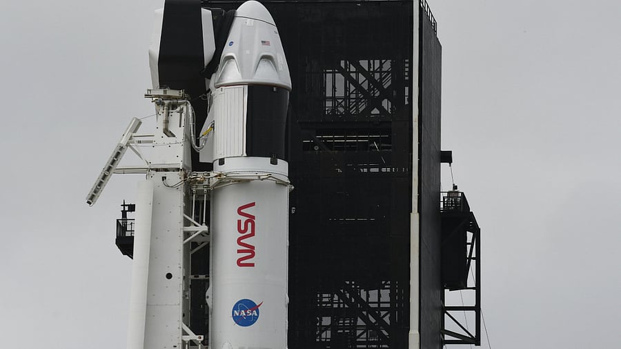 SpaceX Falcon 9 rocket and Crew Dragon capsule are seen on launch pad 39A . Credits: AFP Photo