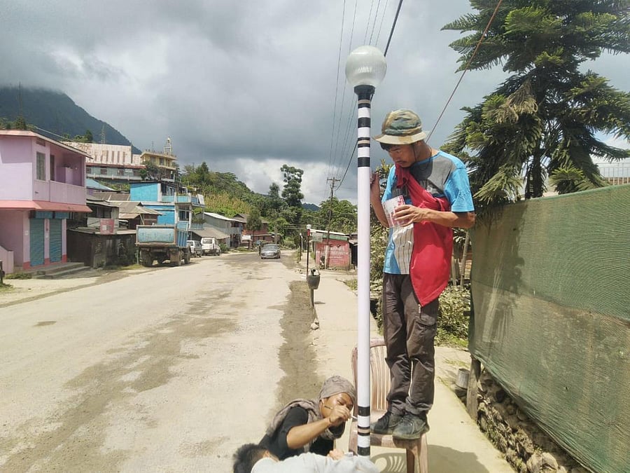 Streetlights installed at Khuzama village in Nagaland. Photo credit: Khuzama Students' Care Union, Nagaland.