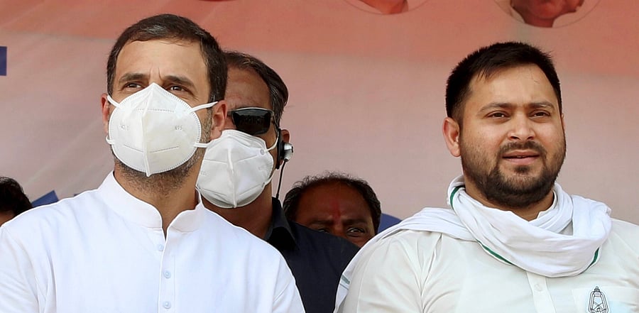 Rahul Gandhi and Tejashwi Yadav. Credit: PTI