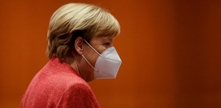 German Chancellor Angela Merkel is set to push for tougher curbs including masks in all schools. Credit: Reuters Photo