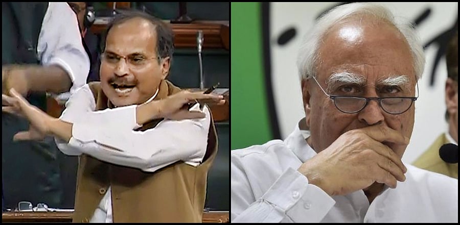 Adhir Ranjan Chaudhary (L) and Kapil Sibal (R). Credit: PTI