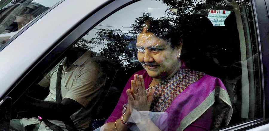 V K Sasikala. Credit: PTI file photo.