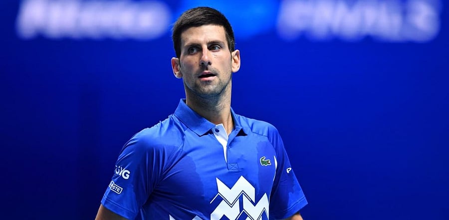 Serbia's Novak Djokovic looks on as he plays Germany's Alexander Zverev during their men's singles round-robin match on day six of the ATP World Tour Finals tennis tournament. Credit: AFP Photo