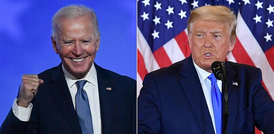 Democratic presidential nominee Joe Biden and US President Donald Trump. Credit: AFP Photo