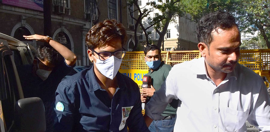 Comedian Bharti Singh's husband Haarsh Limbaachiyaa arrives at the NCB office for questioning after a raid at his residence by the agency in a drug related case, in Mumbai. Credit: PTI