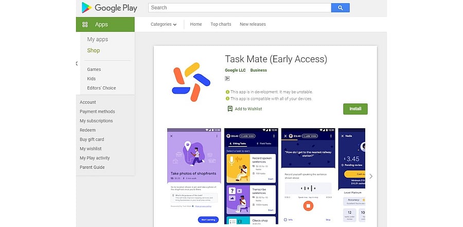 The new Task Mate app on Google Play store.