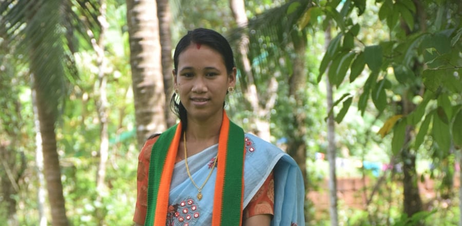 Assam native Munmi who is contesting local body election in Kerala. Credit: Special Arrangement