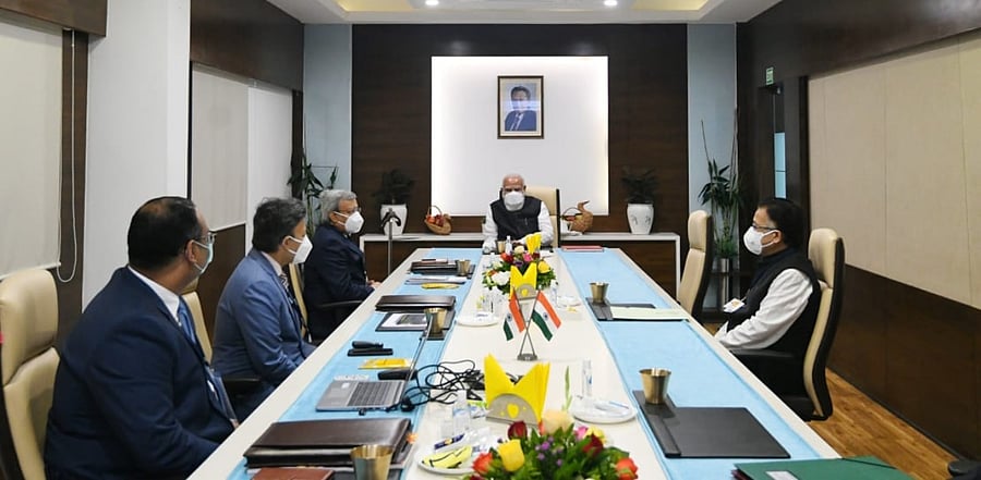 PM Modi on Saturday began his three-city visit to review coronavirus vaccine development work by going to pharma major Zydus Cadila's manufacturing facility near Ahmedabad. Credit: Twitter/@narendramodi