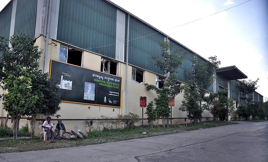 A view of BBMP’s solid waste processing plant at Subbarayanapalya, Bengaluru. The BBMP spends over Rs 750 crore per annum for operation and maintenance of waste disposal infrastructure. DH Photo/ Pushkar V