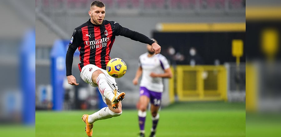 AC Milan's Croatian forward Ante Rebic controls the ball during the Italian Serie A football match AC Milan vs Fiorentina on November 29, 2020 at the San Siro stadium in Milan. Credit: AFP Photo