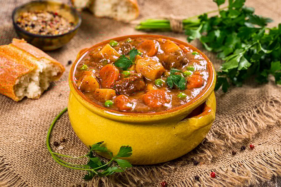 A veg stew cooked in a slow cooker