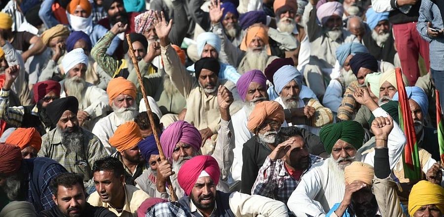 Farmers' protest outside the capital. Credit: PTI Photo