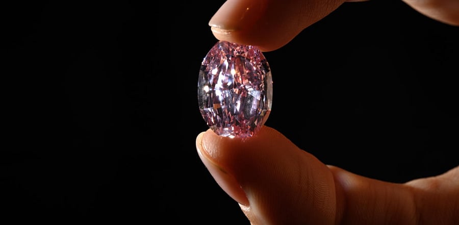 “The Spirit of the Rose” a rare 14.83 carats vivid purple-pink diamond. Credit: AFP Photo