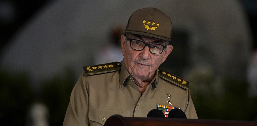 The First Secretary of the Cuban Communist Party, Raul Castro, gives a speech on January 1, 2019. Credit: AFP Photo