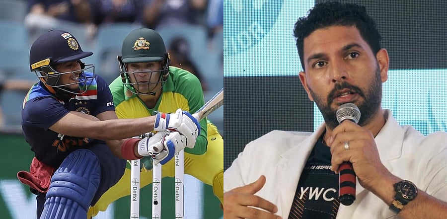 Shubman Gill (L) against Australia, and Yuvraj Singh (R). Credit: AP/AFP. 