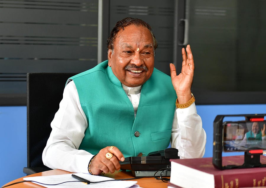 Rural Development and Panchayat Raj Minister K S Eshwarappa. Credit: DH