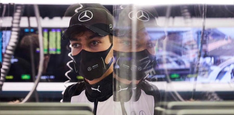 Hamilton stand-in George Russell topped both practice sessions of the Sakhir GP in Manama on Friday. Credit: Reuters Photo