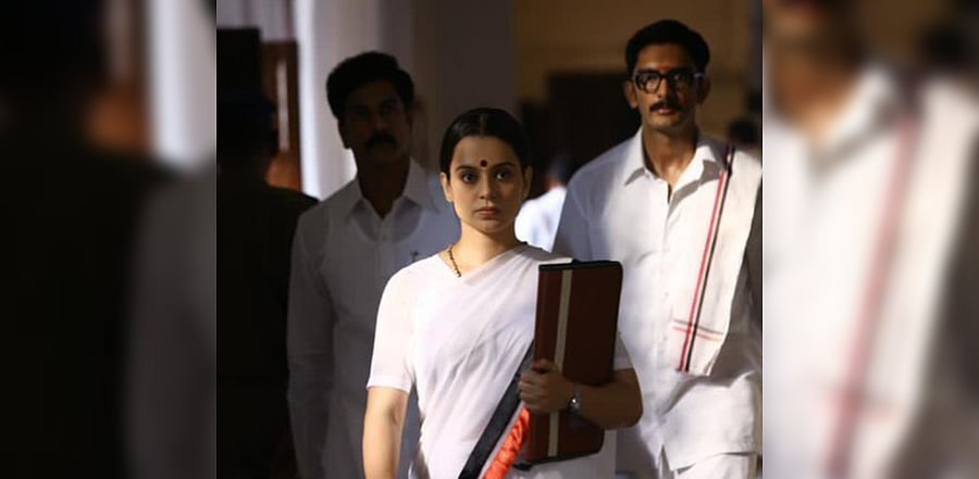 Kangana Ranaut in 'Thalaivi'. Credit: Twitter/@KanganaTeam