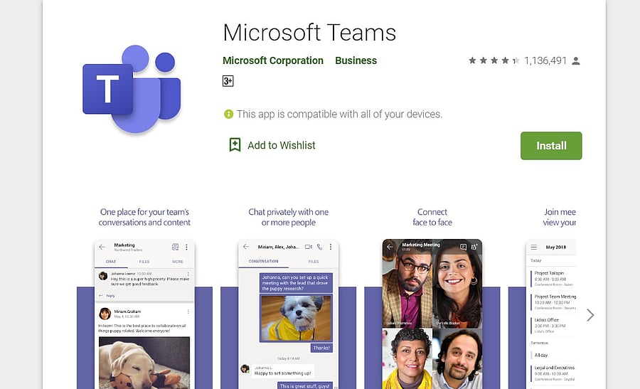 Microsoft Teams on Google Play Store (screen-grab)