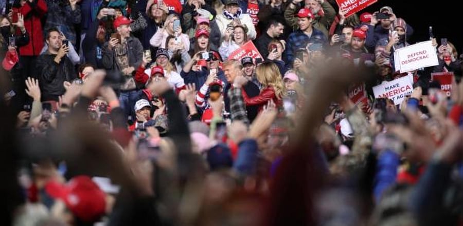 President Donald Trump attends a rally in support of Sen. David Perdue and Sen. Kelly Loeffler in Valdosta, Georgia. Credit: AFP