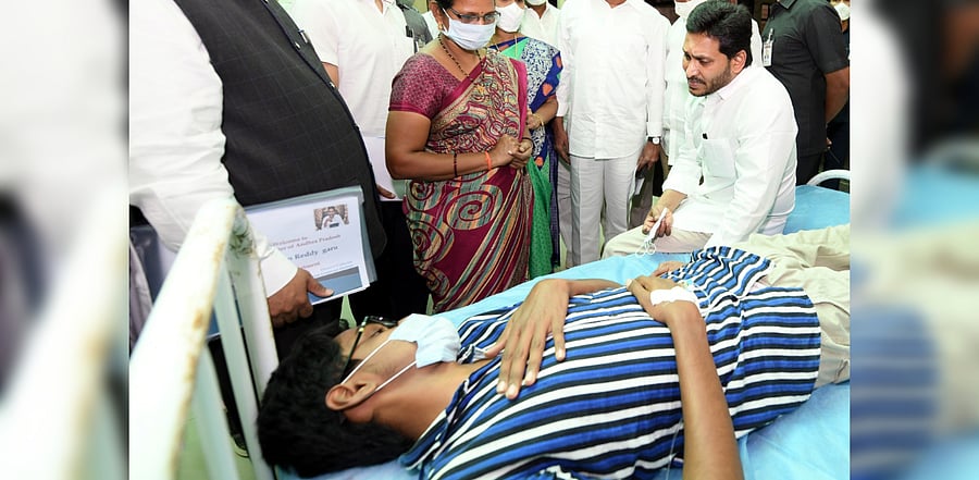 Andhra Pradesh Chief Minister YS Jaganmohan Reddy visited the affected people undergoing treatment at the Eluru government hospital and offered all possible support.Credit: Special arrangement