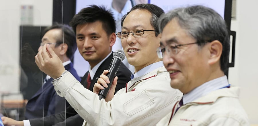 Yuichi Tsuda, Hayabusa2 project manager of the Japan Aerospace Exploration Agency (JAXA), speaks during a press conference at JAXA Sagamihara Campus in Sagamihara. Credit: AFP photo.