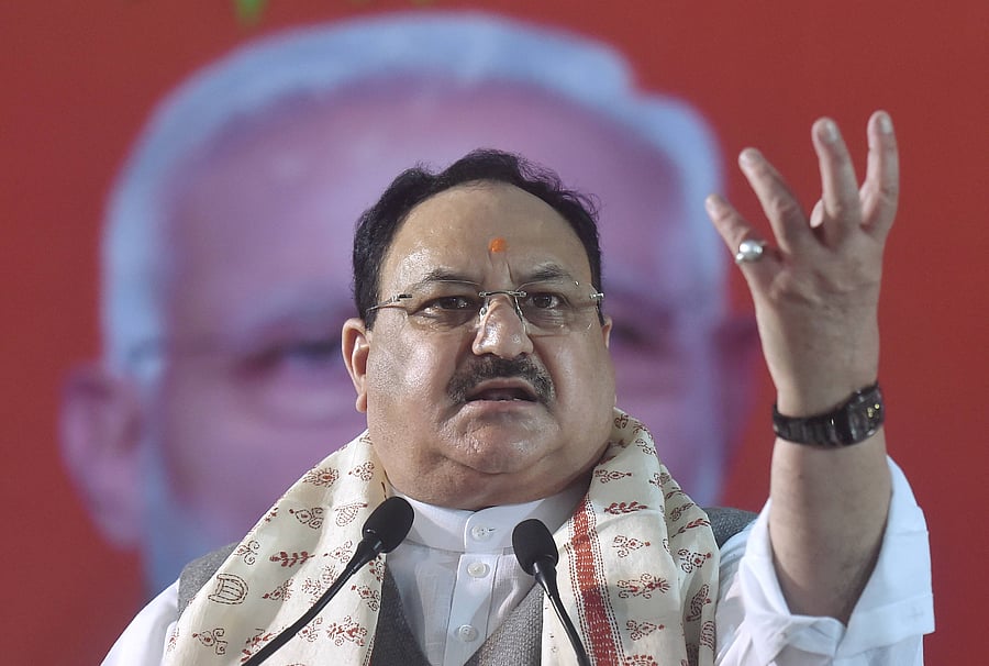 BJP National President JP Nadda addresses 'Karyakarta' meeting at Radio Station Ground, Diamond Harbour in South 24 Pargana district, Thursday, Dec 10, 2020. Credit: PTI Photo
