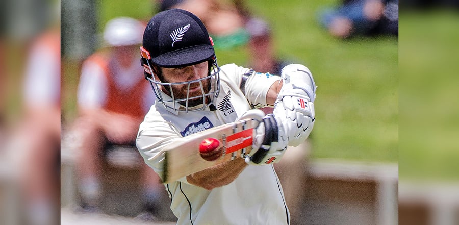 New Zealand's captain Kane Williamson playing a shot during the second day of the first Test cricket match between New Zealand and West Indies at Seddon Park in Hamilton. Credit: AFP